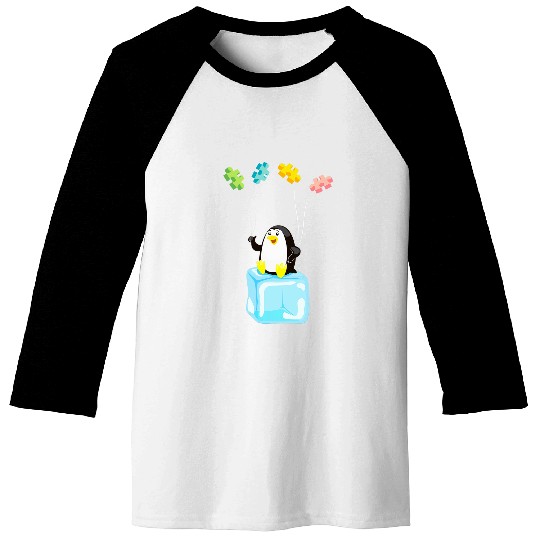 Penguin Pet Puzzles Balloons Autism Awareness Autistic Kids Baseball Tees