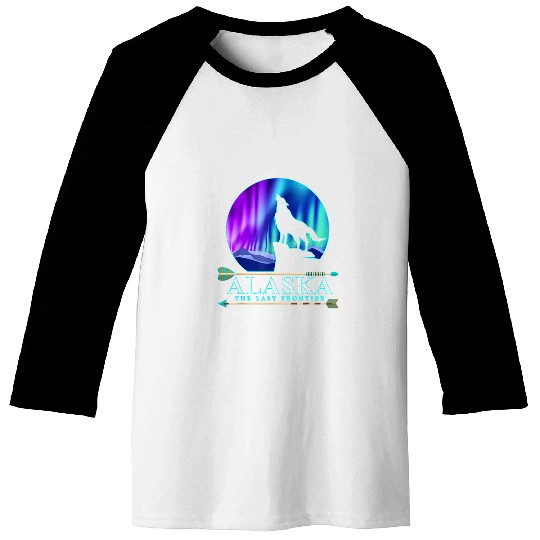 Alaska Native American Alaska wolfs With Nothern Light Baseball Tees
