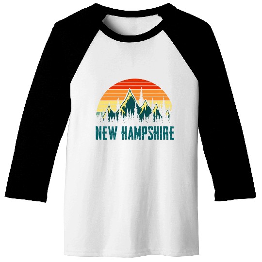 vintages New Hampshire Mountain Nature Hiking Retro 80s Style Baseball Tees