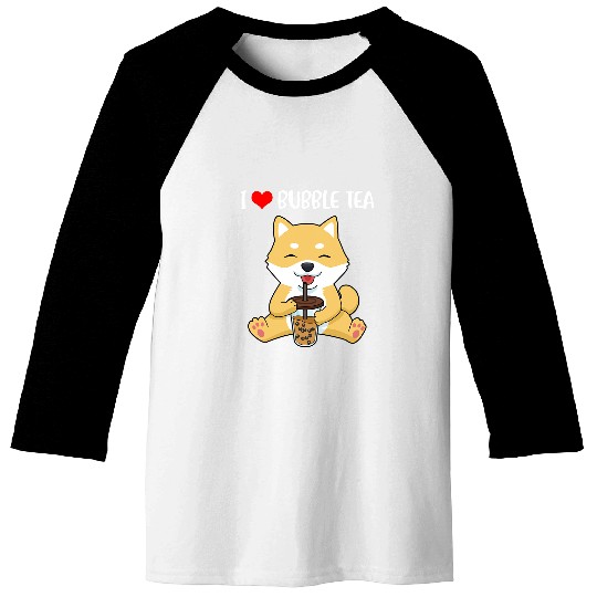 Dog Shiba Inu Women Boba Tea Gifts Men Kawaii Bubble Tea Baseball Tees