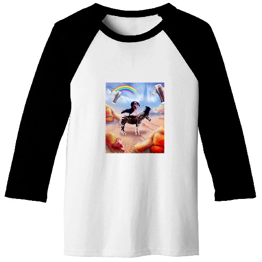 Chicken Lover Crow Riding Zebra With Chicken Nuggets And Cola Baseball Tees