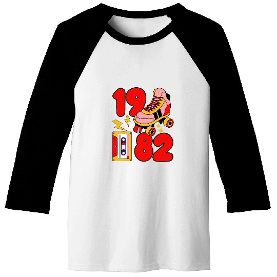 1982 Summer Vibes Roller Skating Mixed Tape 80s Music Retro Baseball Tees