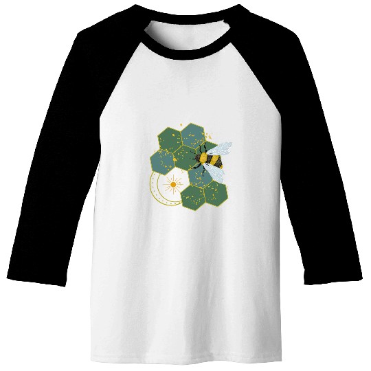 Cute Buzzed Sun Honeycomb Yellow Honey Bumble Bee Art Baseball Tees