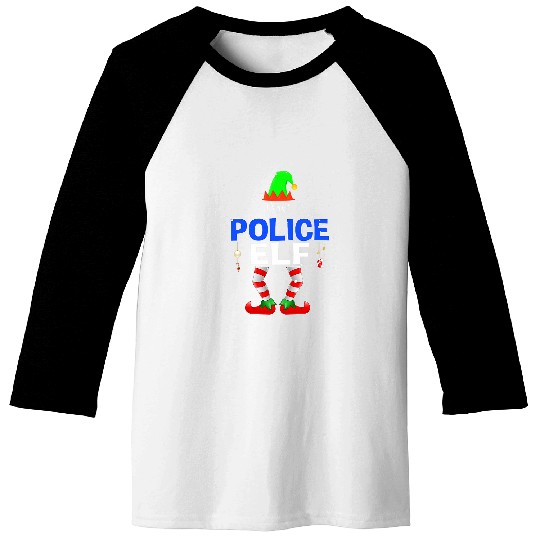 The Police Elf Matching Family Group Christmas Party Pajama Baseball Tees