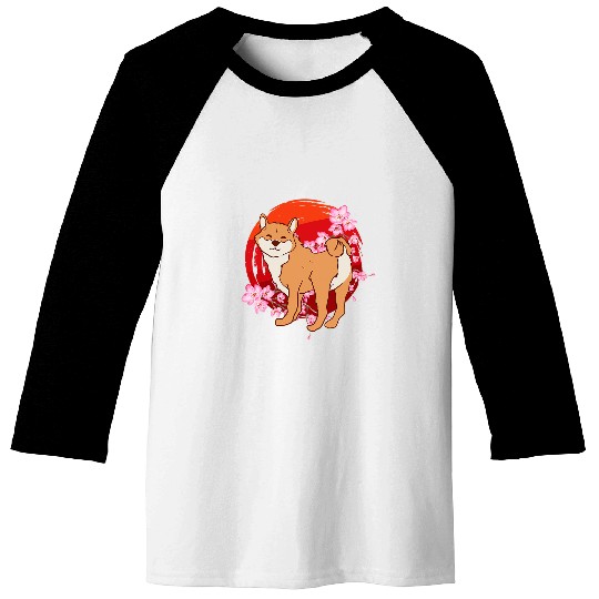 Dog Shiba Inu Japan Zen Circle Cherry Blossom Shiba Inu Dog Japanese Baseball Tees