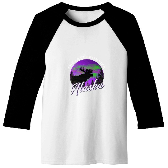 Lacrosse Gift Alaska Northern Lights Majestic Moose Beautiful Sky Baseball Tees