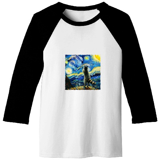 Raccoon Pet Starry Night Classic Raccoons Howling At The Moons Baseball Tees