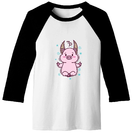Capricorn Zodiac Sign as a little Pig Baseball Tees