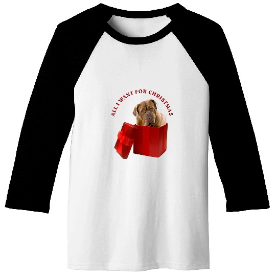 All I Want For Christmas Bull Mastiff Baseball Tees