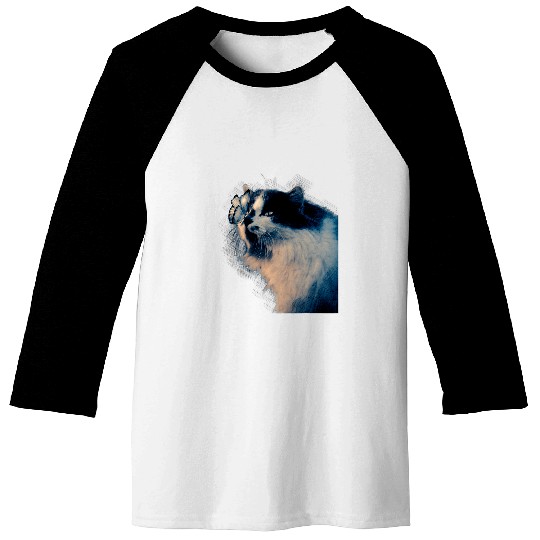 Cute Peaceful Sketch Cat With Butterfly on the Nose Baseball Tees