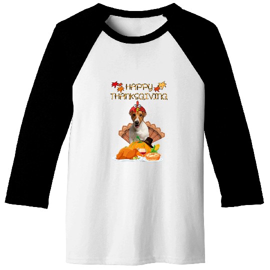 Happy Thanksgiving Day Jack Russell Terrier Gift Fun Turkey Baseball Tees