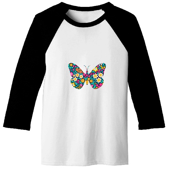 Butterfly Girl Who Loves Butterflies Cute Flower Butterflys 22 Baseball Tees