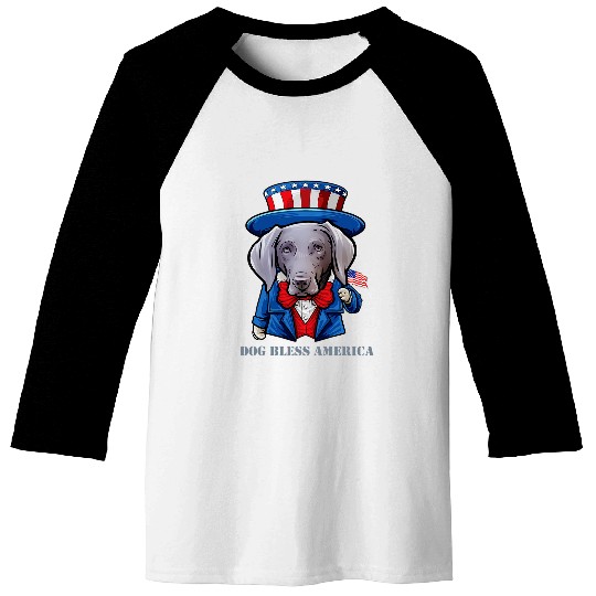 Funny 4th of July Weimaraner Dog USA American Dog Baseball Tees