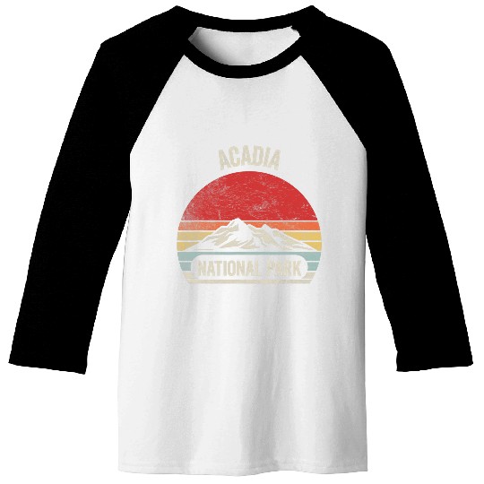 vintages Retro Hiking Acadia National Park Sunset Adventure 1 Baseball Tees
