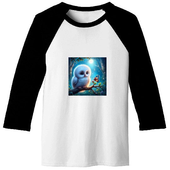 Owl Pet Twilight Whispers Baby Owl Butterfly A Serene Encounter Baseball Tees