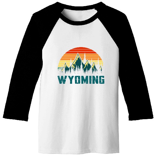 vintages Wyoming Mountains Nature Hiking Retro 80s Style Baseball Tees
