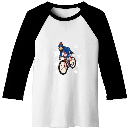 Abraham Lincoln Cycling Funny 4th of July Bike Cyclist Baseball Tees