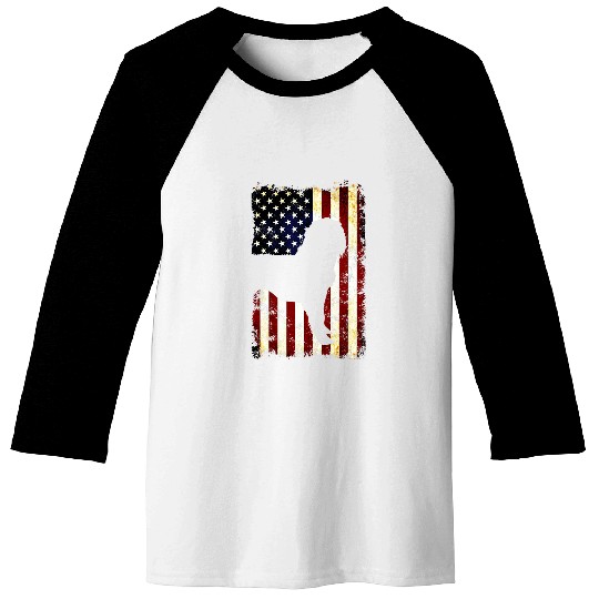 Boykin Spaniel Silhouette American Flag 4th of July Baseball Tees