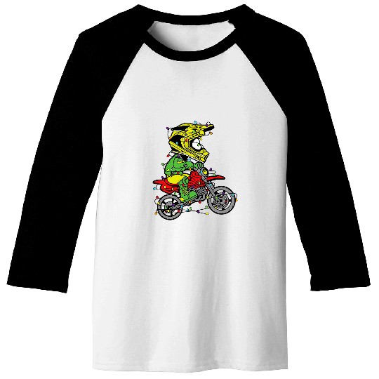 Christmas Motocross Rider With Christmas Lights Dirt Bike Baseball Tees