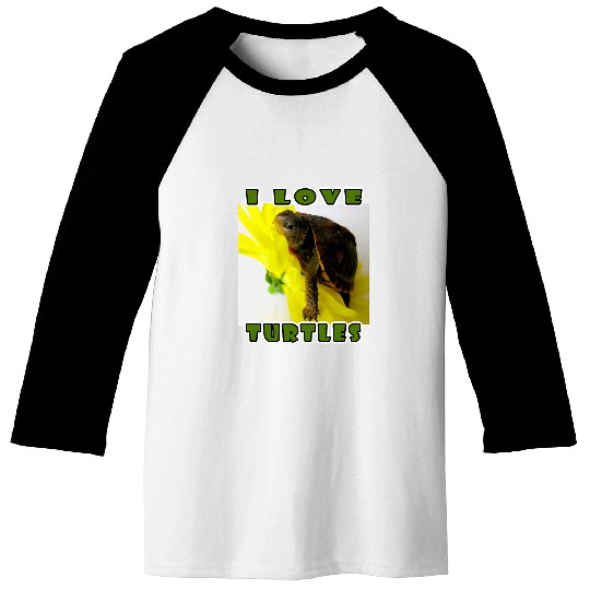 Turtle Pet I Love Turtles Funny Cute Box Turtle Girls Boys Kids Youth Baseball Tees
