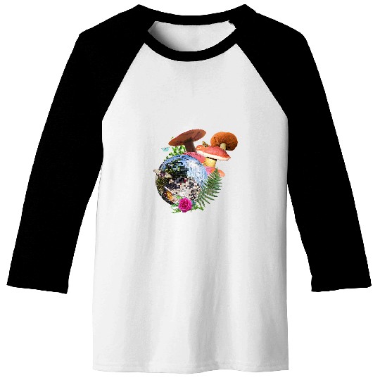Disco Ball Cottagecore Mushroom Butterfly Flowers Baseball Tees
