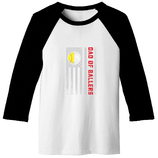 American Flag Dad Ballers Soccer Softball Team Son Daughter Baseball Tees