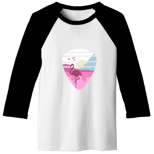 Flamingo Tropical Guitar Pick Music Baseball Tees