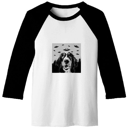 Alien UFO Funny Bernedoodle Dog Lover Men Women Kids Baseball Tees