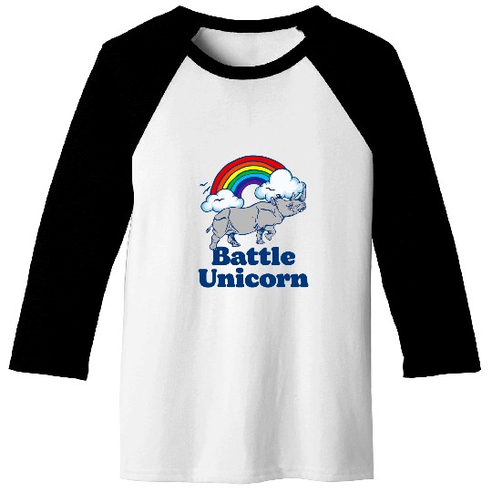 Lacrosse Gift Battle Unicorns Funny Retro 80s Rainbow Rhino Rhinoceros Baseball Tees