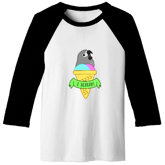 Chubby African Grey I scream Ice cream Parrot Kawaii Birb Baseball Tees