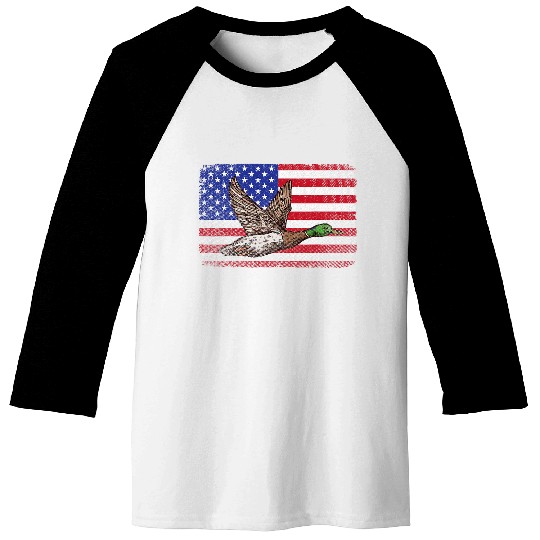Patriotic Duck Hunting Waterfowl American Flag For Hunter 1 Baseball Tees