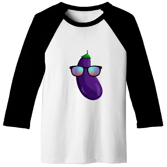 Lacrosse Gift Funny Eggplant With Sunglasses Apparel Aubergine Baseball Tees