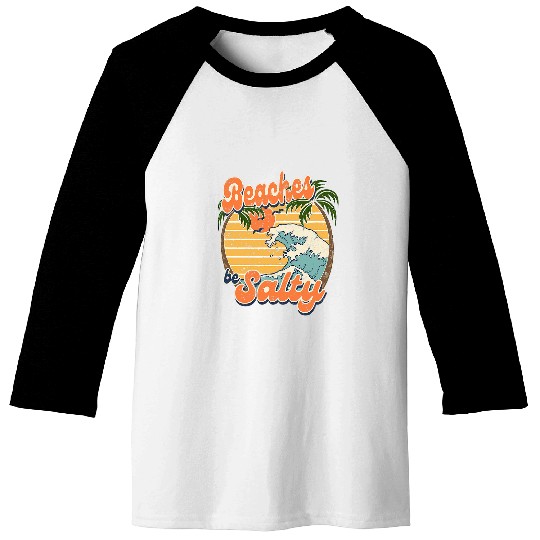Lacrosse Gift Beaches Be Salty Retro Funny Summer vintages Casual Baseball Tees