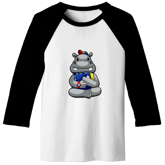 Lacrosse Gift Back To School Cute Hippo Rhinoceros Animal Funny School Baseball Tees