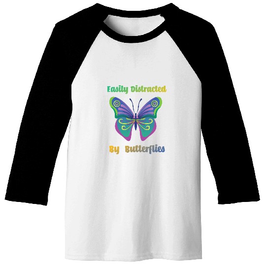 Distraced by Butterflies Cute Insect Nature Baseball Tees