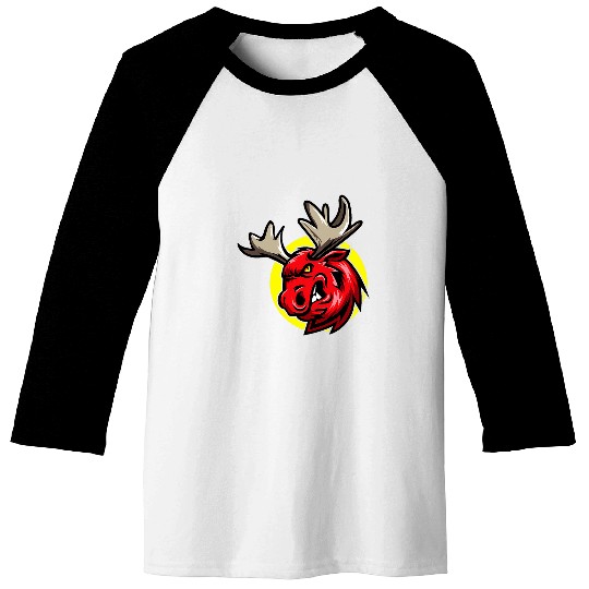 Lacrosse Gift Angry Moose Head Elk Antlers Moose Lover Baseball Tees