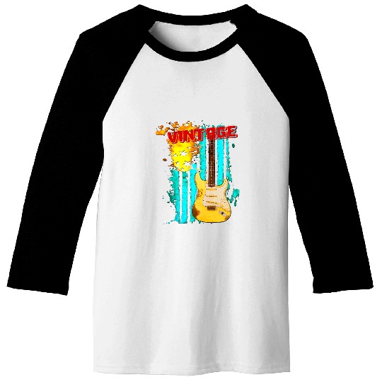Guitarist vintages Guitar US.Flag Distressed Guitar Player Guitar Baseball Tees