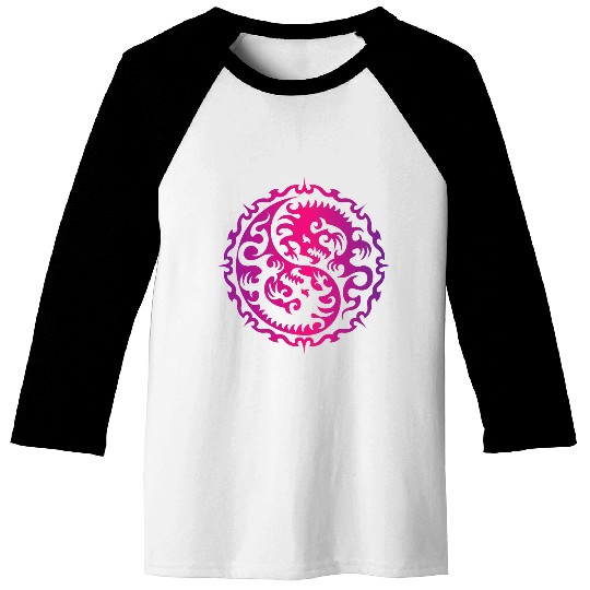 Ying Yang Symbol Tribal Dragon Tattoo Chinese Style 1 Baseball Tees