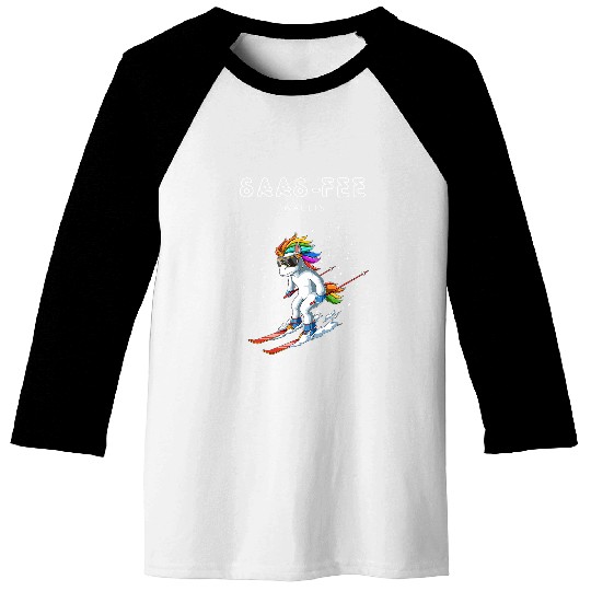 Saas Fairy Wallis Switzerland Retro Skis Snowboard Unicorn Baseball Tees