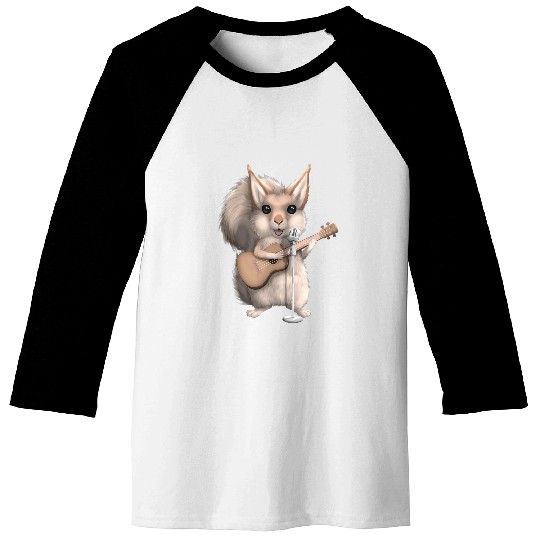 Squirrel Pet Singing Guitar Player Musician Music Guitarist Cute Baseball Tees