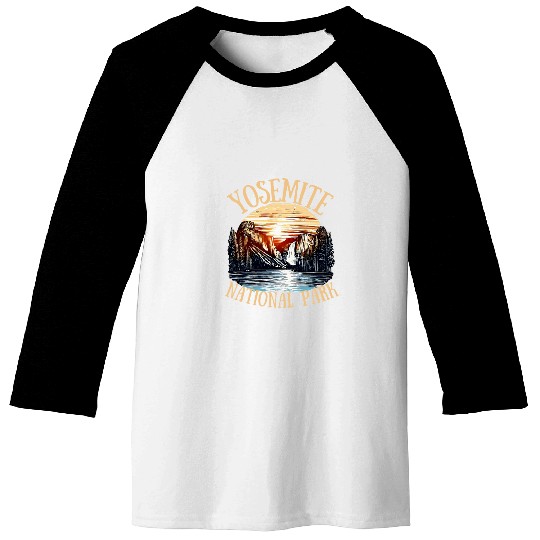 Yosemite National Park Mountain californias Retro Hiking Baseball Tees
