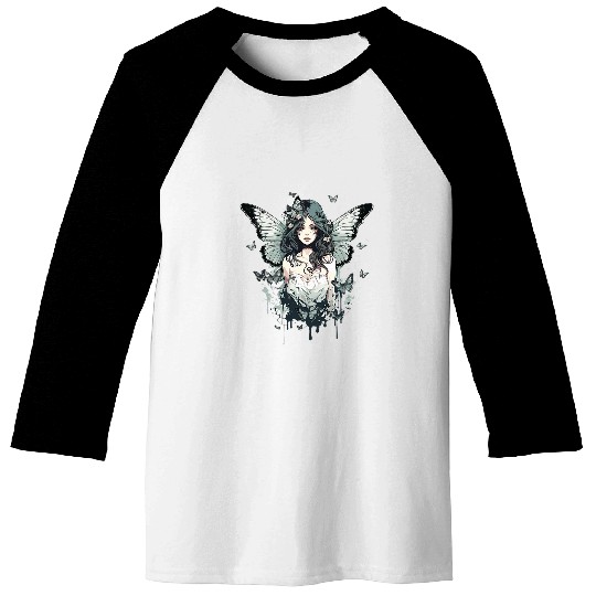 Fairy Grunge Fairycore Aesthetic Cottagecore Goth Butterfly 22 Baseball Tees