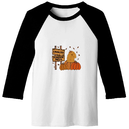 Cavalier King Charles Spaniel Pumpkin Patch Thanksgiving 3 Baseball Tees