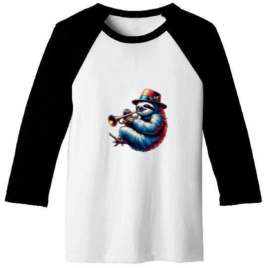 Sloth Pet Playing Trumpet vintages Sloth Graphic Sloth Trumpet Baseball Tees