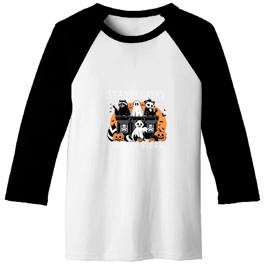 Raccoon Pet Stay Trashy Spooky Squad Halloween Funny Raccoon Trash Baseball Tees