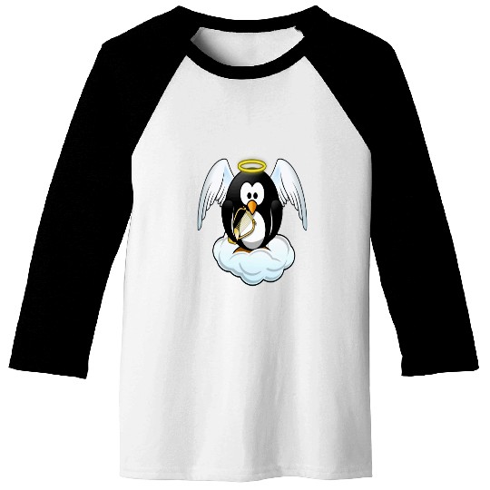Penguin Pet Christmas Angel Penguin With Gold Harp And Halo Baseball Tees
