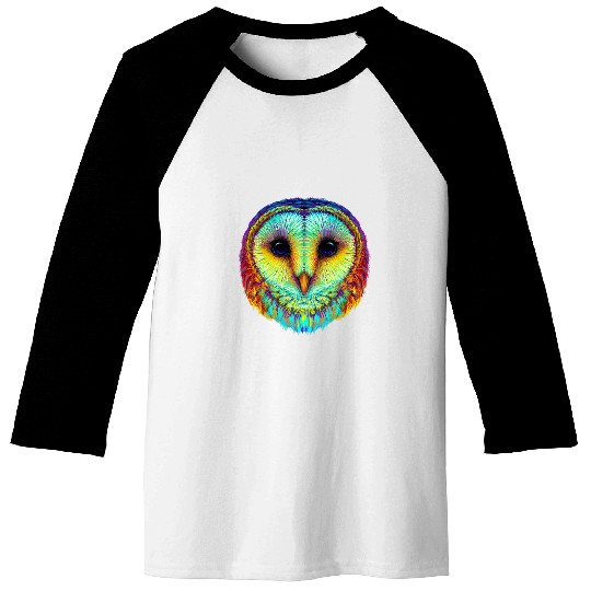 Owl Pet colorful cute Barn owl head art face for lovers birds animal Baseball Tees