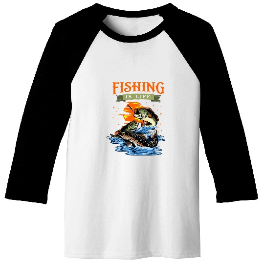 Fishing Is Life Catfish Crappie and Bass Retro Sunset Fish Fisher Baseball Tees