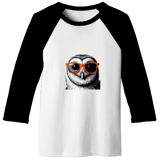 Owl Pet Cool Barn Owl Bird Wearing Sunglasses Graphic Art 2 Baseball Tees