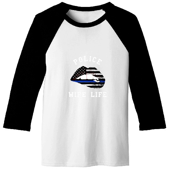 Womens Police Officer Proud Police Wife Officer Lips American Baseball Tees